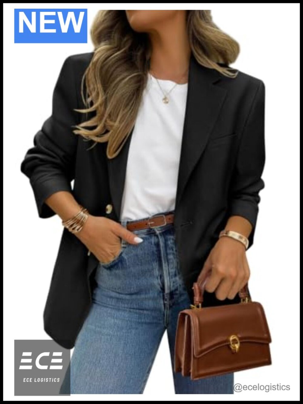 Women's Notch Lapel Open Front Blazer Business Casual Long Sleeve Pockets